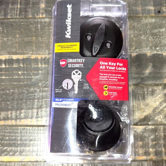 Kwikset SmartKey Security Classic Bronze Entry Knob and Single Cylinder Deadbolt - Picture 1 of 3